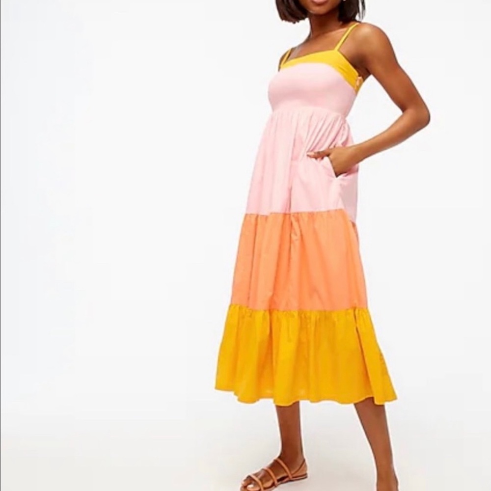 NWT! J.Crew Factory Square-Neck Tiered Dress - Picture 3 of 4